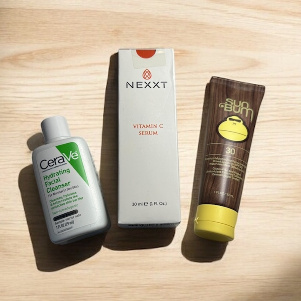 Skincare Bundle Nexxt Vitamin C Serum - Cera Ve Cleanser - Sun Bum 30 Sunscreen